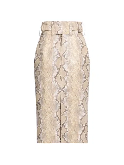 Elie Saab Python-print Belt-loops Midi Skirt In Multi