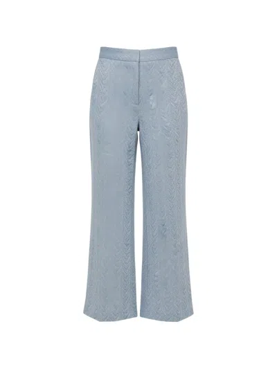 Odeeh Herringbone Cropped Trousers In Blue