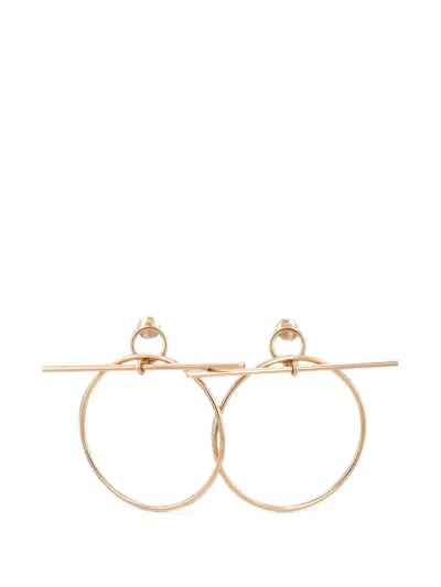 Pre-owned Hermes Loop Earrings In Gold