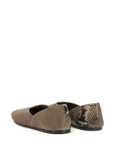 Khaite Jane Classic Suede And Python Print Ballet Flats In Brown