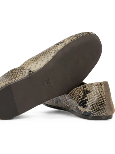 Khaite Jane Classic Suede And Python Print Ballet Flats In Brown