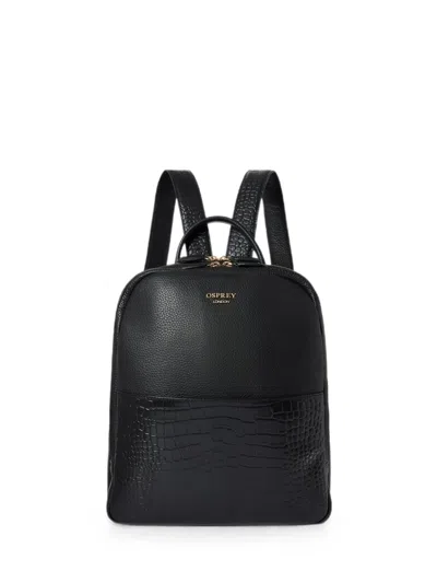 Osprey The Kellie Croc-effect Pebbled Leather Backpack In Black