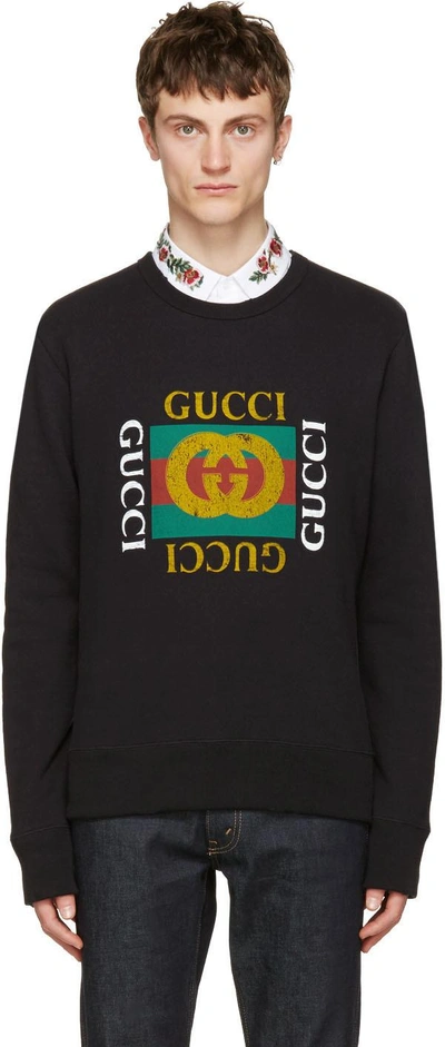 Shop Gucci Black Logo Pullover In 1015 Blk