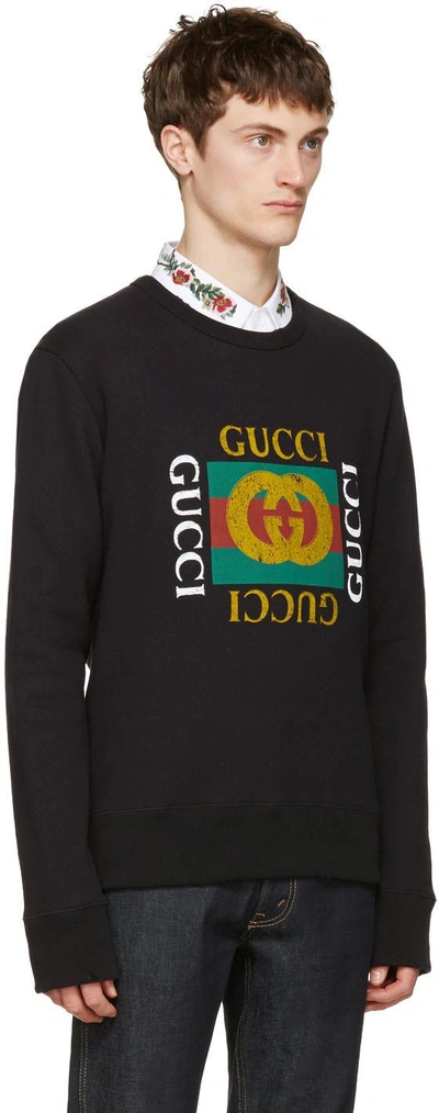 Shop Gucci Black Logo Pullover In 1015 Blk