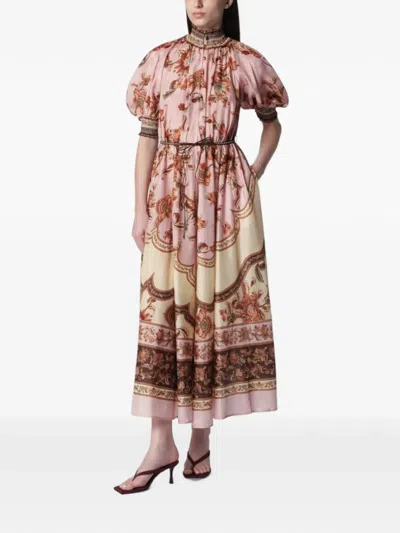 Zimmermann Womens Mauve Jacobean Aster Billow Silk Maxi Dress Xl In Pink