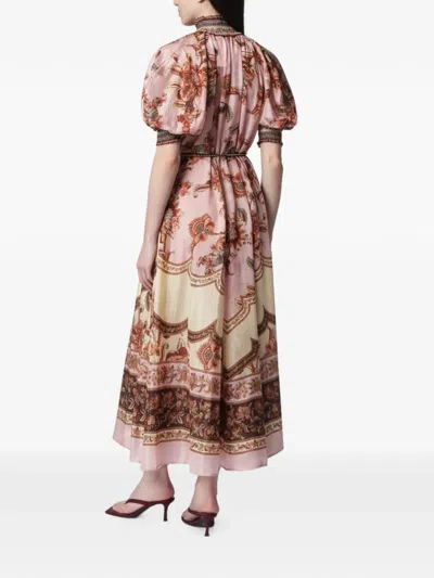 Zimmermann Womens Mauve Jacobean Aster Billow Silk Maxi Dress Xl In Pink