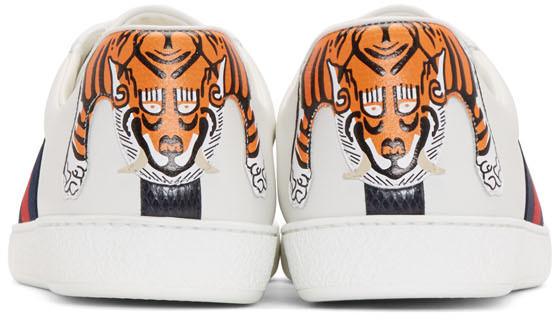 gucci white tiger ace sneakers