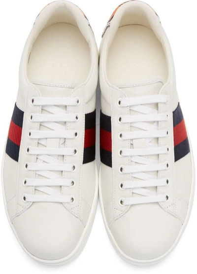 Shop Gucci White New Ace Tiger Sneakers