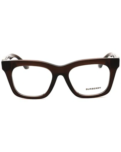 Burberry Ladies Red Rectangular Eyeglass Frames 0be2407 In Brown