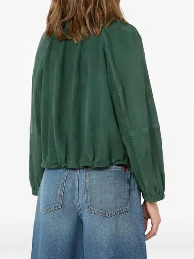 Weekend Max Mara Collared Coat Elastic Cuffs Side Pockets In Green