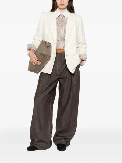 Maje Double-breasted Peak-lapel Blazer In White