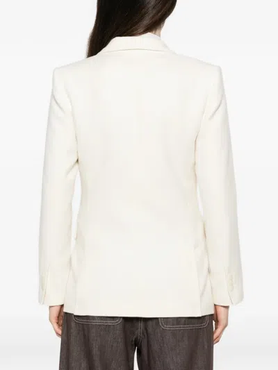Maje Double-breasted Peak-lapel Blazer In White