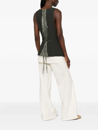 Ziggy Chen Patterned-panel Vest In Green