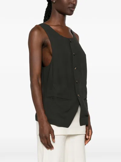 Ziggy Chen Patterned-panel Vest In Green