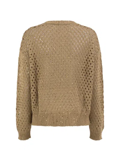 Max Mara Sequin-embellished Openwork Sweater In Neutral