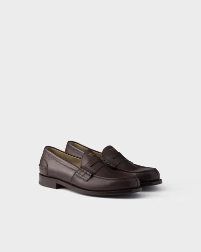Prada Leather Loafers In Brown