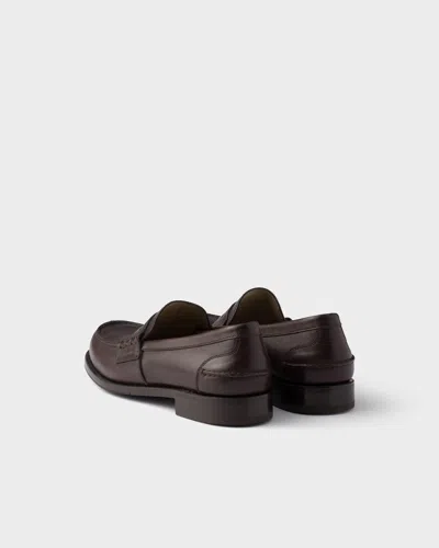 Prada Leather Loafers In Brown