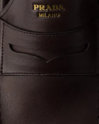 Prada Leather Loafers In Brown