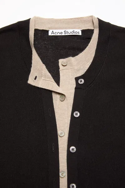 Acne Studios Layered-effect Button-up Cardigan In Black