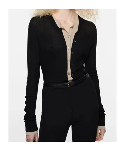Acne Studios Layered-effect Button-up Cardigan In Black