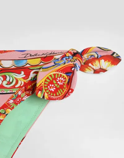 Dolce & Gabbana Carretto-print Triangle Bikini In Multi
