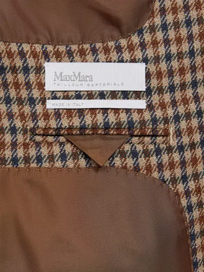 Max Mara Houndstooth T-shirt Jacket Double-breasted Lined Wool-blend In Neutral