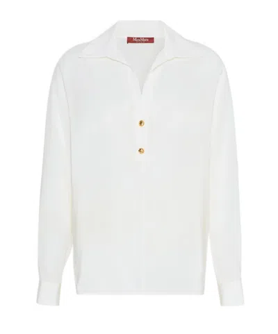 Max Mara Studio Long-sleeve Silk Polo In White