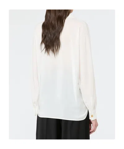Max Mara Studio Long-sleeve Silk Polo In White