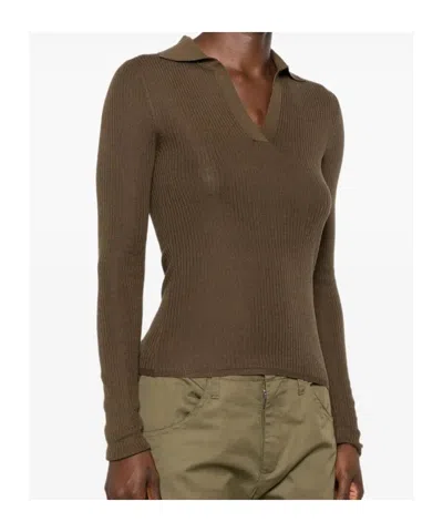 Max Mara Ribbed-knit Polo Sweater In Multi