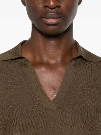 Max Mara Ribbed-knit Polo Sweater In Multi