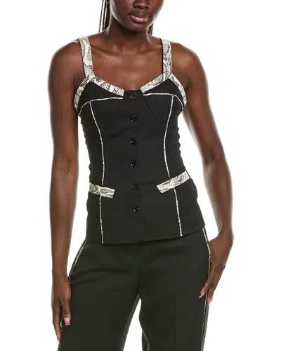 Paris Georgia Python Wool-blend Bodice Top In Black