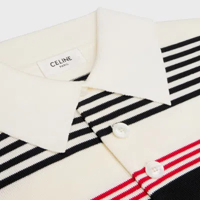 Celine Striped Polo Sweater In Multi