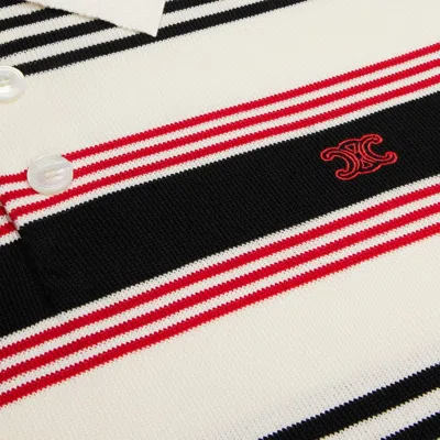 Celine Striped Polo Sweater In Multi