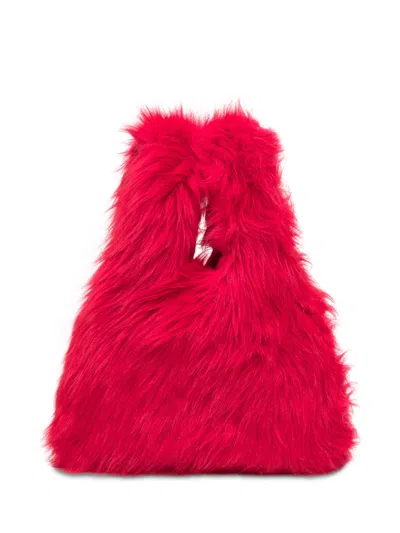 Msgm Fluffy Small Satchel Bag In Red