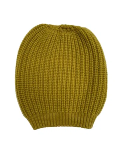 La Rose Olive Green Knitted Beanie Hat In Pattern