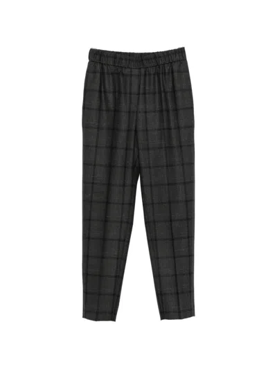 Peserico Check-pattern Trousers In Gray