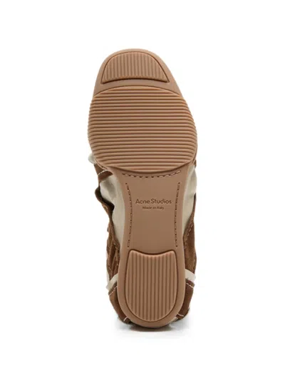 Acne Studios Bilaria Lace-up Suede And Leather Ballet Flats In Brown