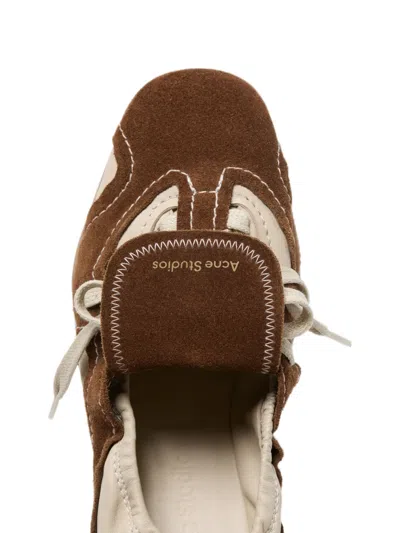 Acne Studios Bilaria Lace-up Suede And Leather Ballet Flats In Brown