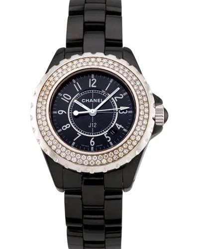 Chanel Women's J12 Diamond Bezel Diamond Watch, Circa 2000's (authentic Pre-  Loved) In Black