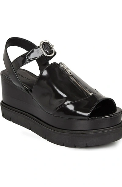 Allsaints Gino Platform Wedge Sandals In Black