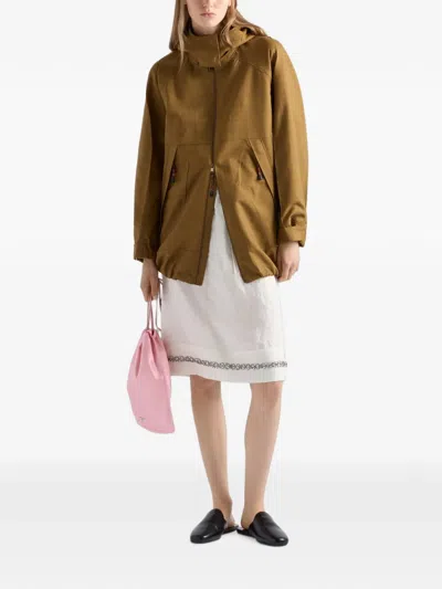 Prada Mélange Hopsack Wool Jacket In Brown