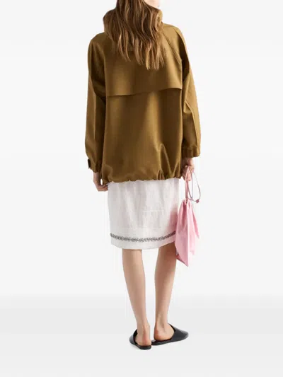 Prada Mélange Hopsack Wool Jacket In Brown