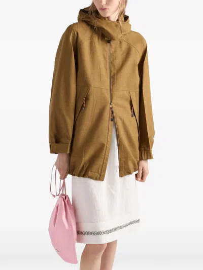 Prada Mélange Hopsack Wool Jacket In Brown