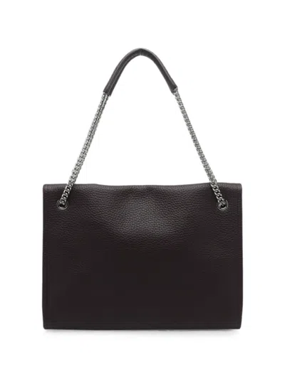 Orciani Hammered Leather Shoulder Bag With Removable Chain Strap In Brown