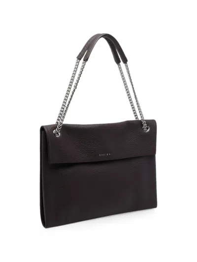 Orciani Hammered Leather Shoulder Bag With Removable Chain Strap In Brown