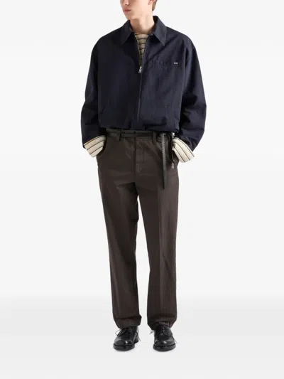 Prada Technical Fabric Blouson Jacket In Blue