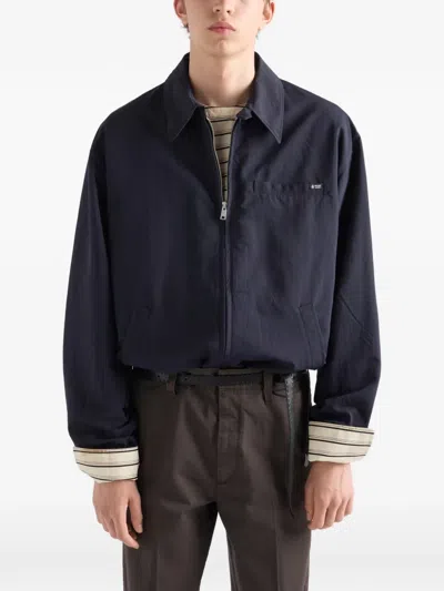 Prada Technical Fabric Blouson Jacket In Blue