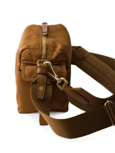 Prada Explore Small Re-nylon And Leather Shoulder Bag In Brown
