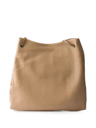 Prada Route Large Leather Bag In Brown