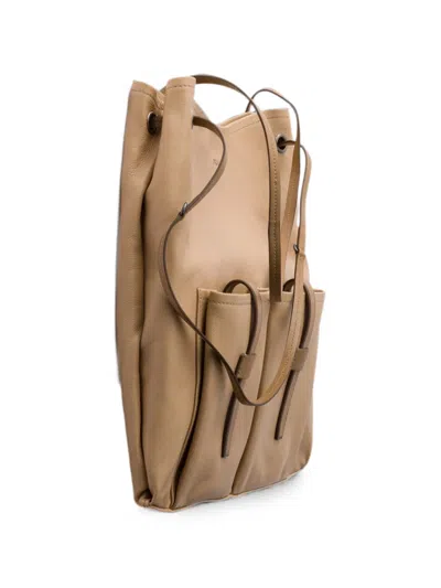 Prada Route Large Leather Bag In Brown
